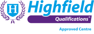Highfield logo in blue, purple, and white